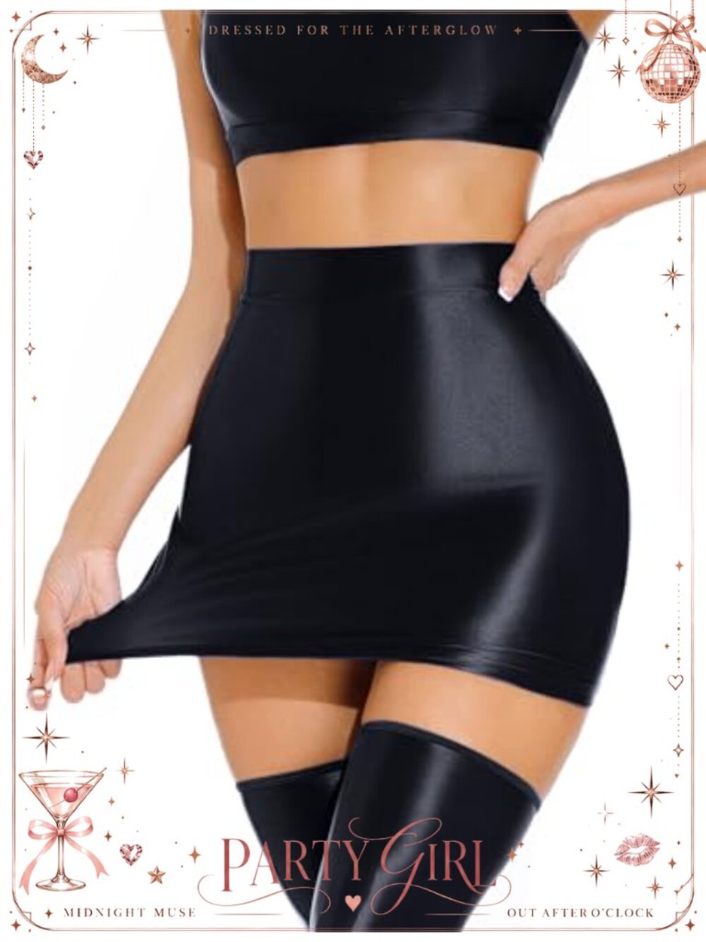 Oil Shiny Bodycon Mini Skirt Silky Nylon Spandex Pencil Club Party